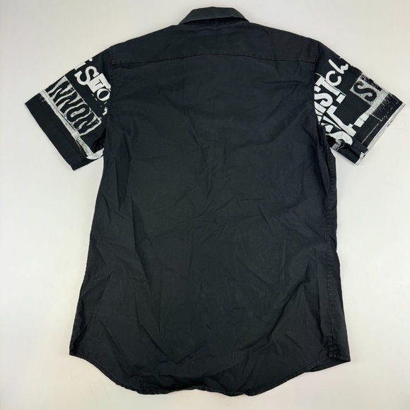 Christopher Shannon Mens Size L Button Up Short Sleeve Shirt Black - Picture 7 of 7